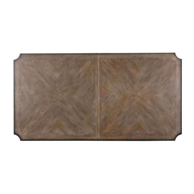 Abbey Park – Ensemble de table à tréteaux 7 pièces blanc antique et marron vieilli