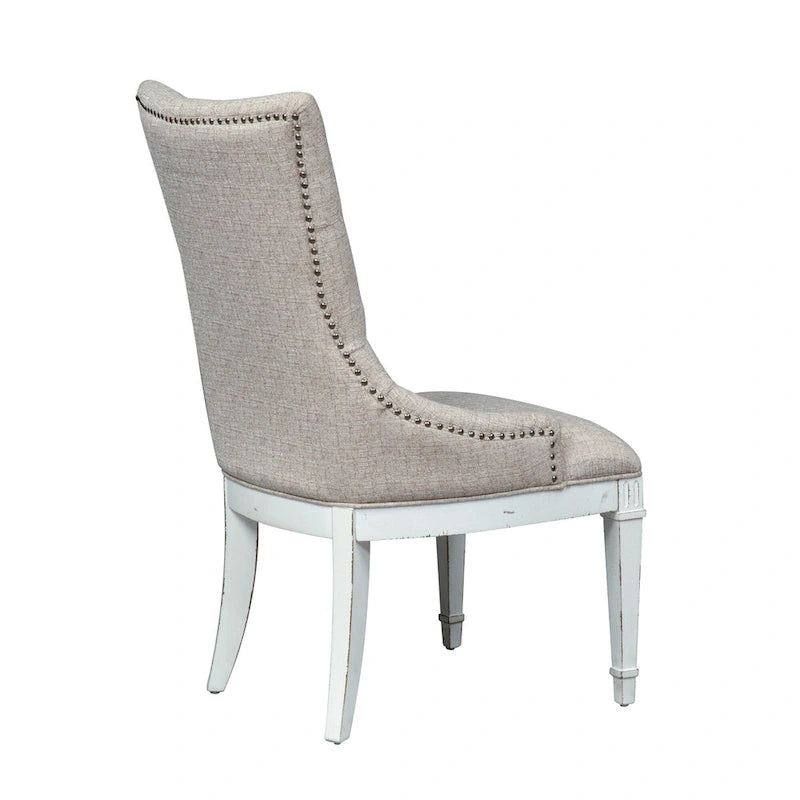 Abbey Park – Ensemble de table à tréteaux 7 pièces blanc antique et marron vieilli