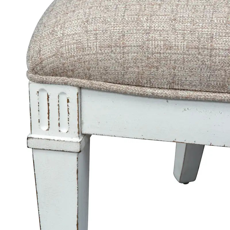 Abbey Park – Ensemble de table à tréteaux 7 pièces blanc antique et marron vieilli