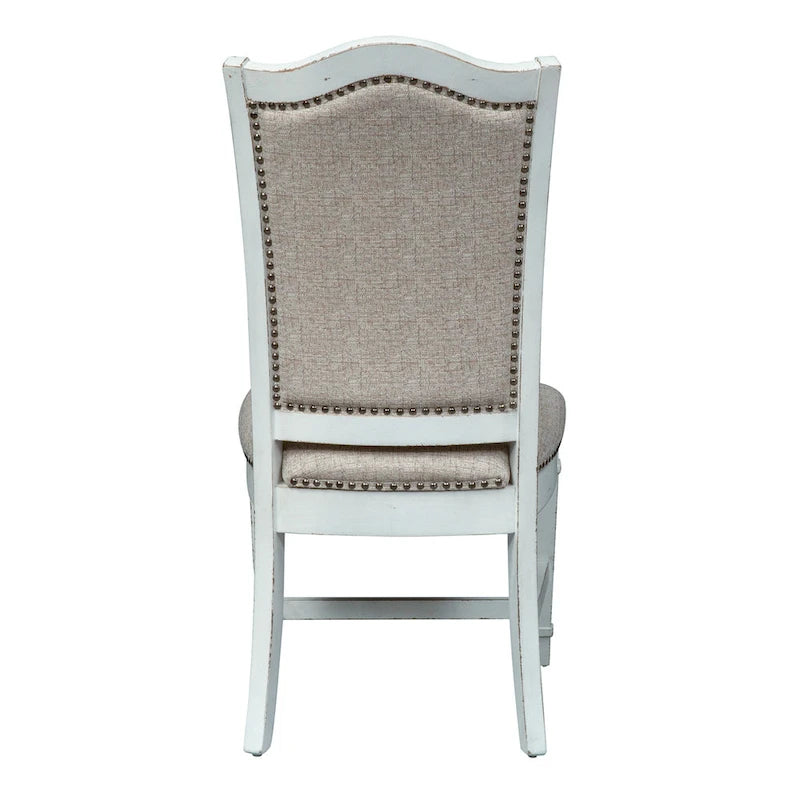 Abbey Park – Ensemble de table à tréteaux 7 pièces blanc antique et marron vieilli