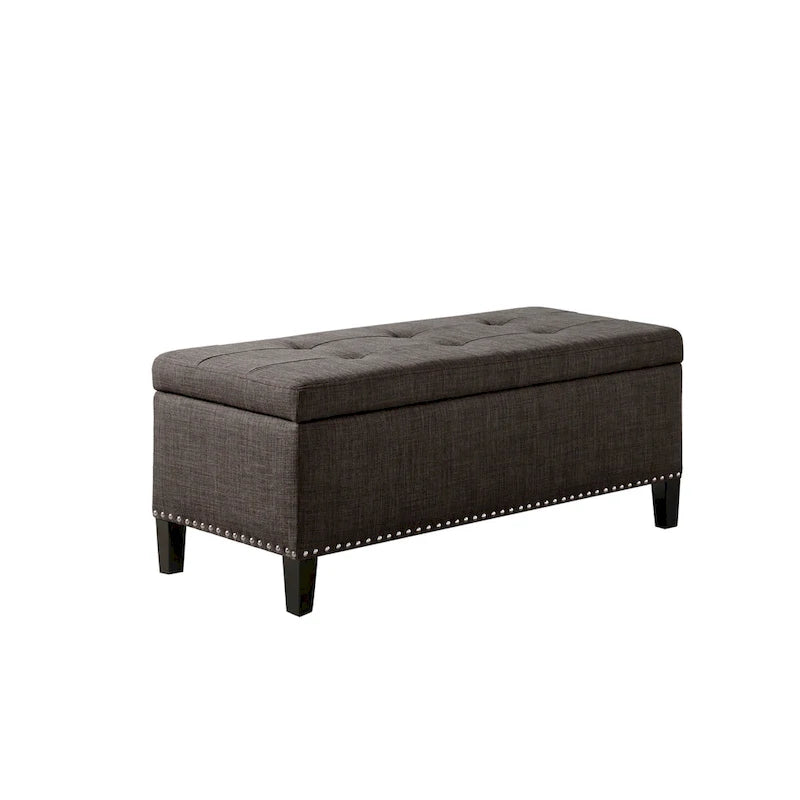 Banc de rangement Madison Park Tessa, charbon de bois, capitonné, avec fermeture en douceur