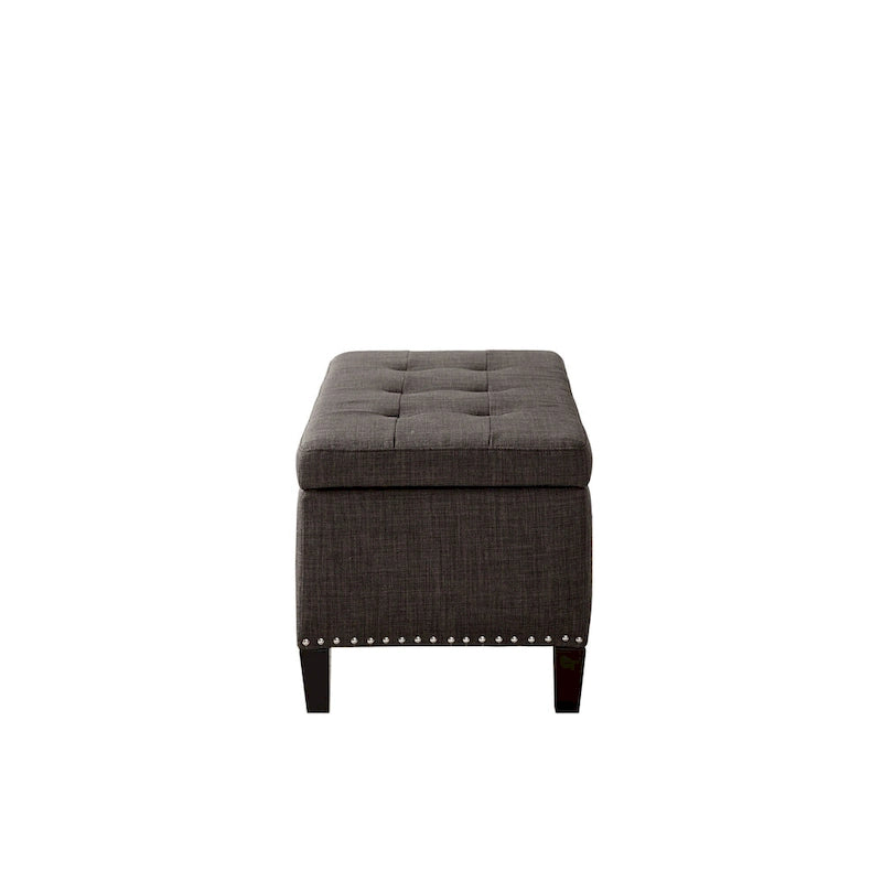 Banc de rangement Madison Park Tessa, charbon de bois, capitonné, avec fermeture en douceur