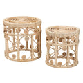 Tables d'appoint gigognes Bowie modernes bohèmes en rotin naturel marron - Lot de 2