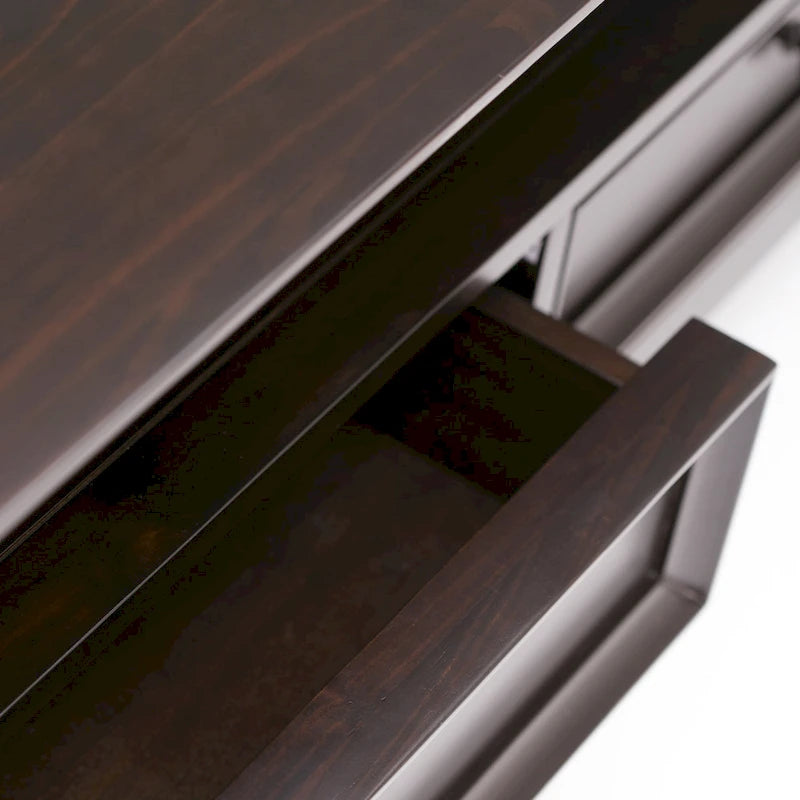 Table Basse Rectangulaire de Transition WYNDENHALL Halifax en BOIS MASSIF, 112 cm de large, Brun Hickory - Brun Hickory