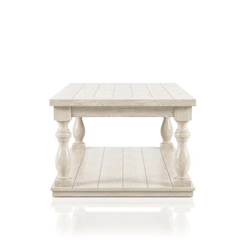 Table basse 1 tablette en bois blanc rustique Tost 132 cm par Furniture of America
