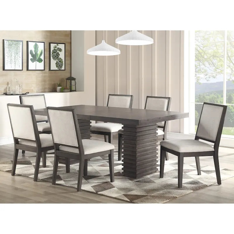 Table à manger contemporaine en bois gris-brun Steve Silver Milano de 78 po