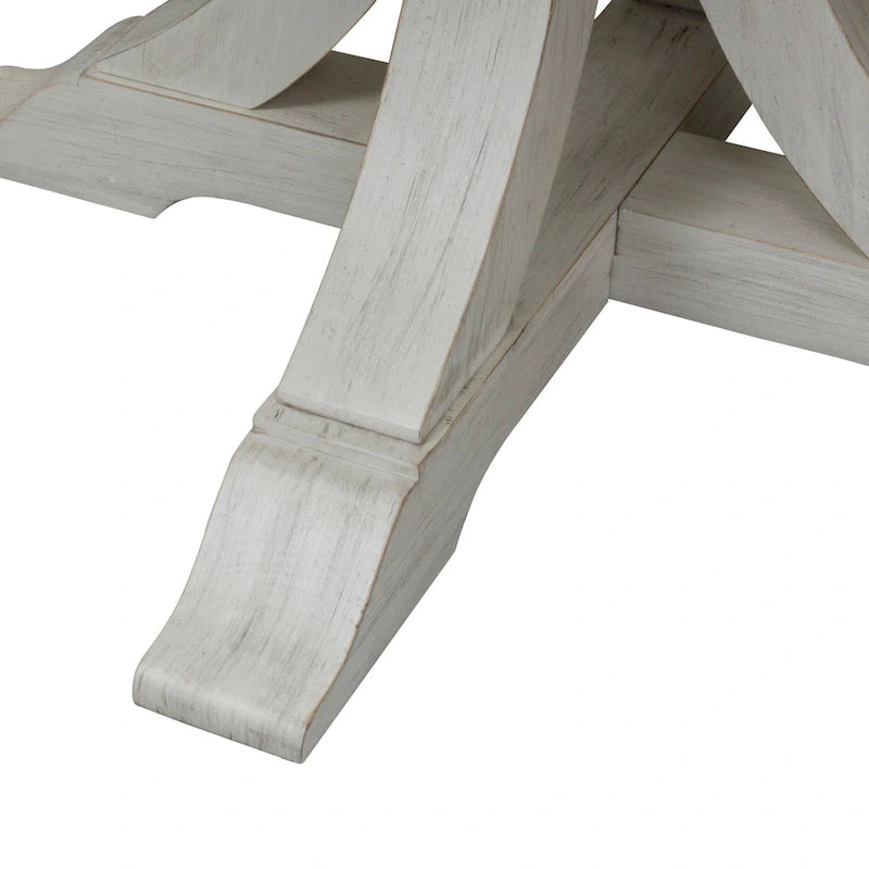Table à Pied Central Blanc Ancien Repensée Façon Ferme