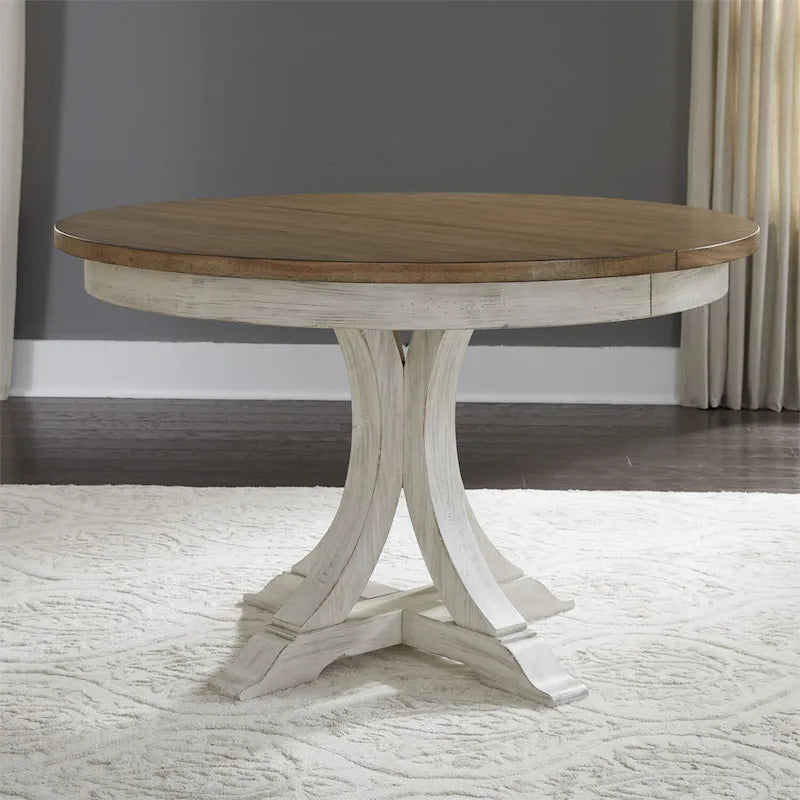 Table à Pied Central Blanc Ancien Repensée Façon Ferme