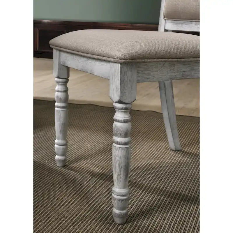 Roundhill Furniture Iris Ensemble de salle à manger 5 pièces en bois blanc vieilli
