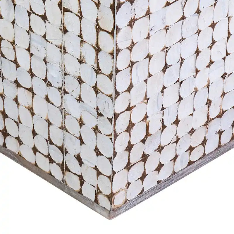 Table d'appoint cube Coquille de noix de coco blanche par East at Main