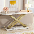 55 Table console longue, table console moderne en faux marbre derrière un canapé