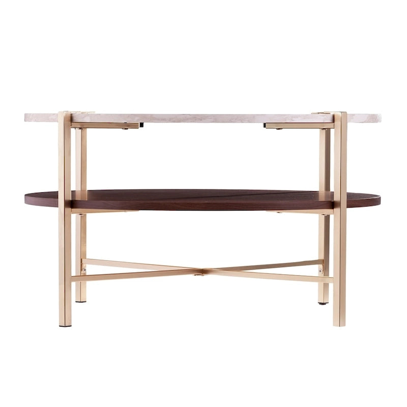 Table basse ronde avec étagère Aldea en faux marbre de SEI Furniture