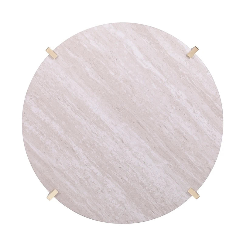 Table basse ronde avec étagère Aldea en faux marbre de SEI Furniture