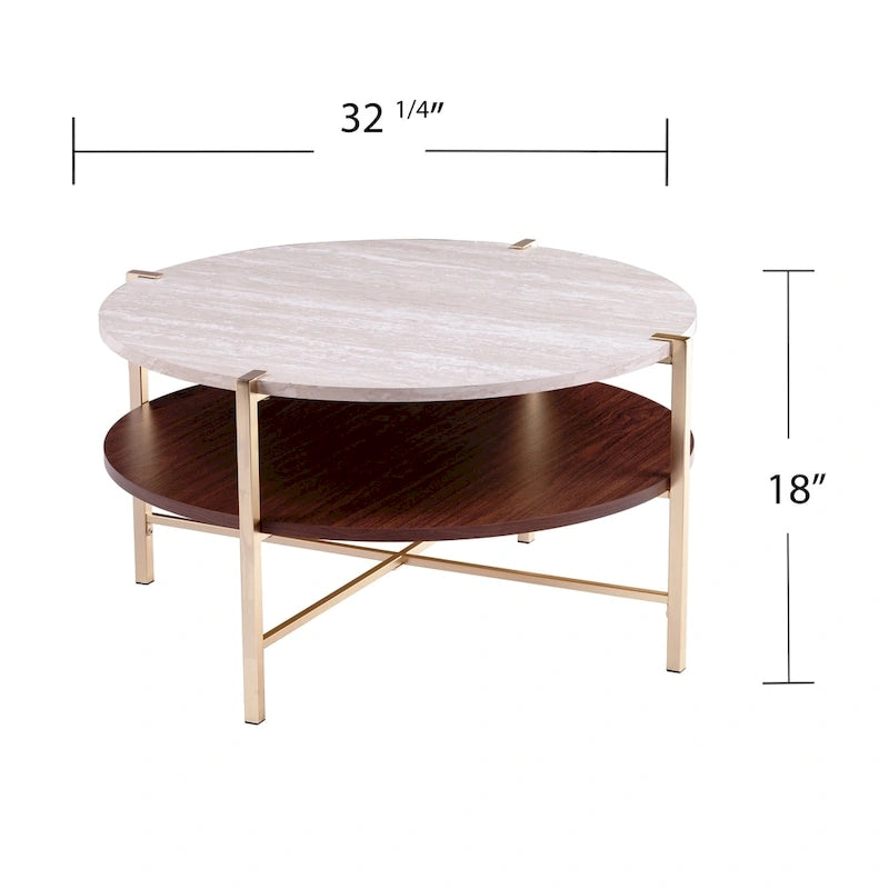 Table basse ronde avec étagère Aldea en faux marbre de SEI Furniture