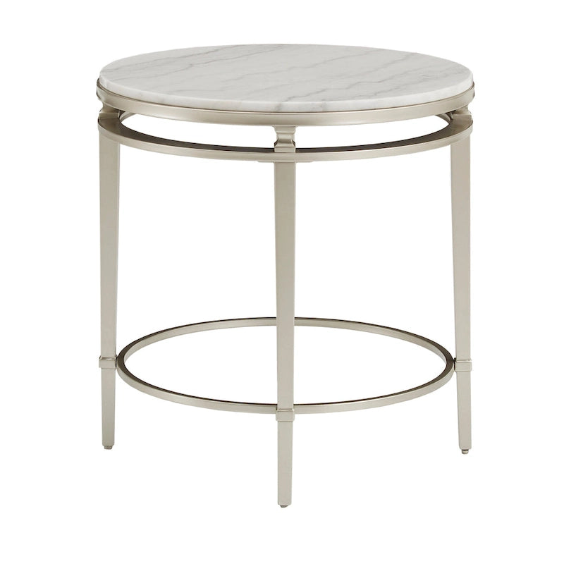 Table d'appoint ronde Egan Champagne Silver avec plateau en marbre par iNSPIRE Q Modern