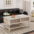 Table basse rectangulaire VENTOPYR au style moderne du milieu du siècle avec 2 tiroirs et une étagère