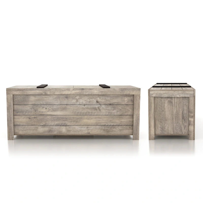 Banc de rangement rustique en chêne patiné DH BASIC par Denhour