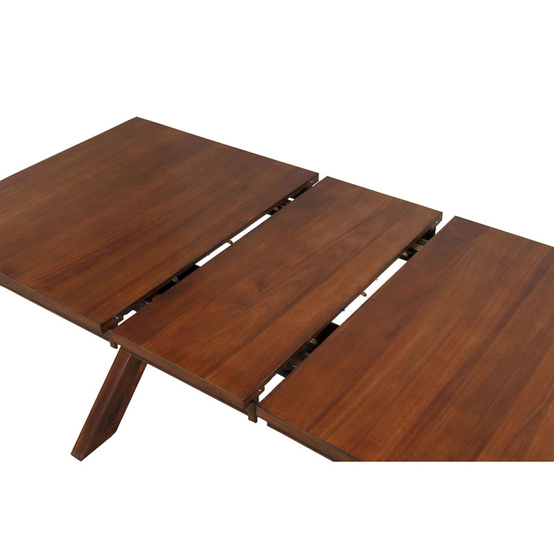 Table à manger extensible Roundhill Furniture Karven Wood Trestle avec rallonge, noisette foncée