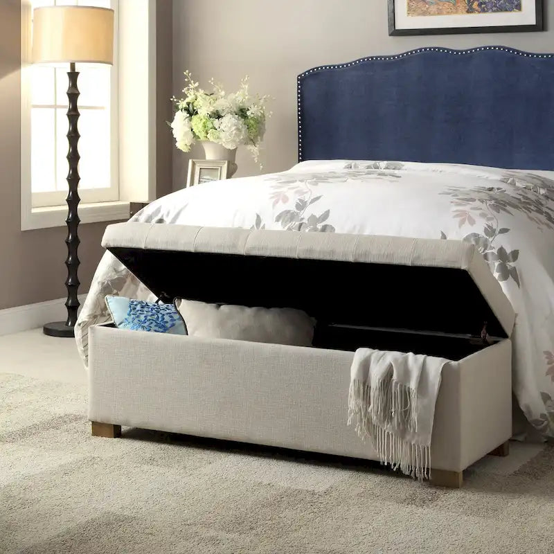 Porch & Den Camero Beige Tufted Storage Bench