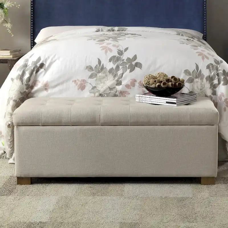 Banc de rangement capitonné Porch & Den Camero beige