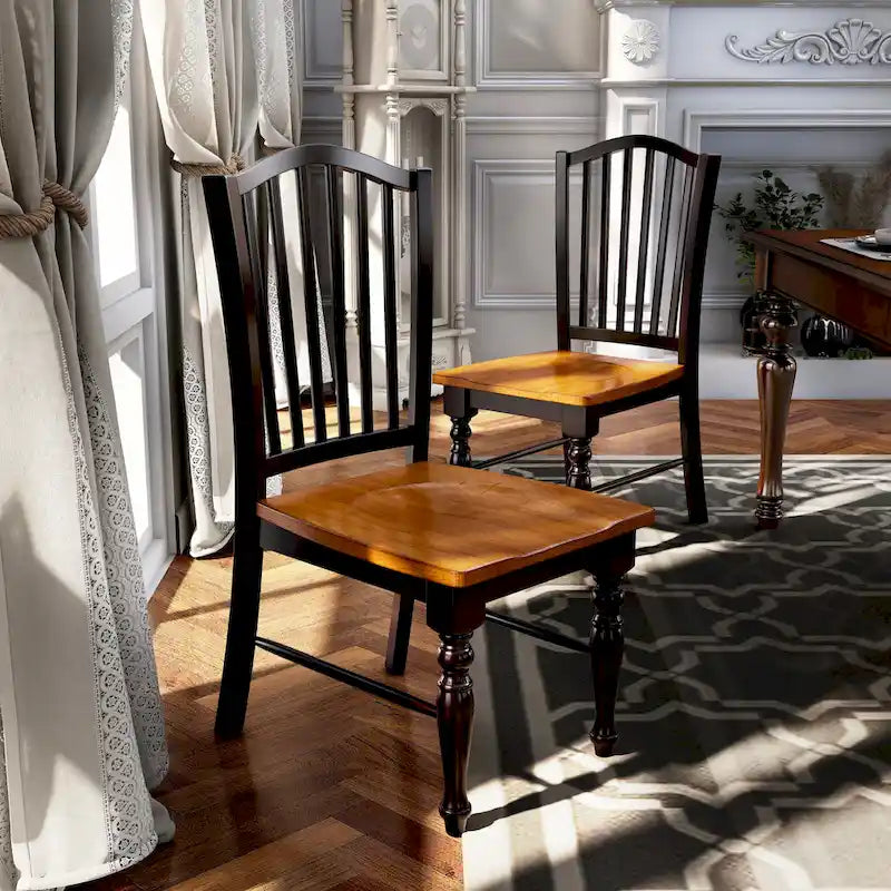Chaises de salle à manger noires en bois à lattes Levole Farmhouse (lot de 2) par Furniture of America
