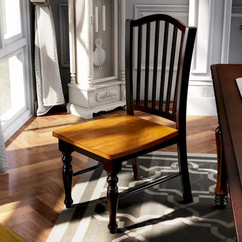 Chaises de salle à manger noires en bois à lattes Levole Farmhouse (lot de 2) par Furniture of America