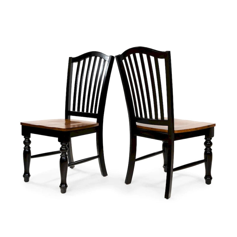 Chaises de salle à manger noires en bois à lattes Levole Farmhouse (lot de 2) par Furniture of America