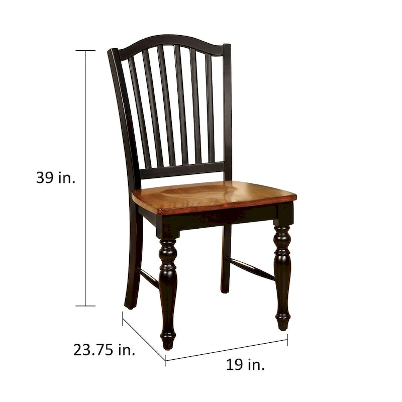 Chaises de salle à manger noires en bois à lattes Levole Farmhouse (lot de 2) par Furniture of America