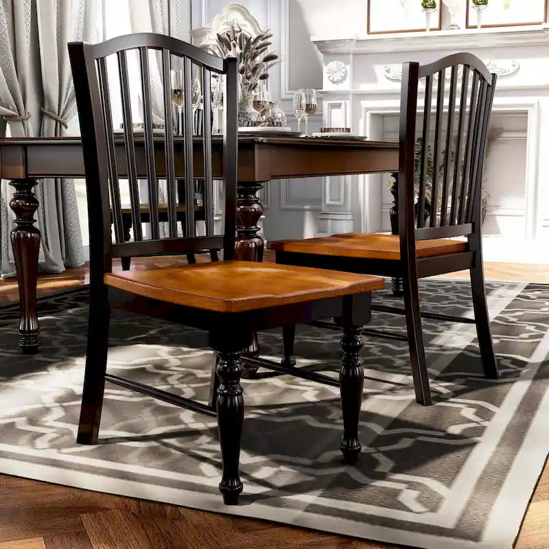Chaises de salle à manger noires en bois à lattes Levole Farmhouse (lot de 2) par Furniture of America