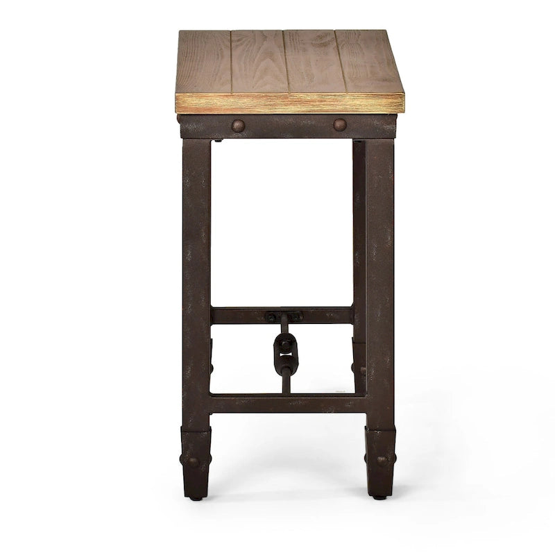 Table d'appoint en bois de pin et fer forgé Steve Silver Gatling