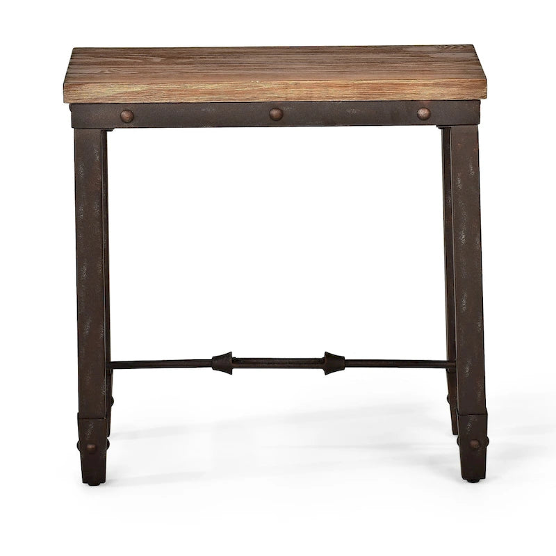 Table d'appoint en bois de pin et fer forgé Steve Silver Gatling