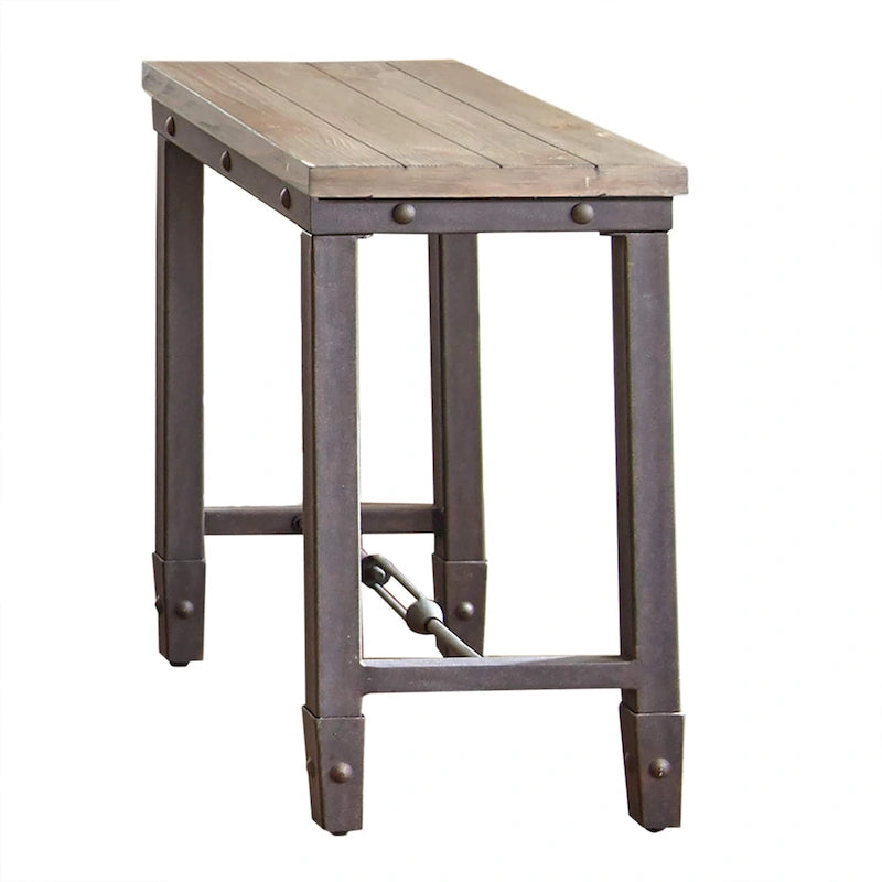 Table d'appoint en bois de pin et fer forgé Steve Silver Gatling