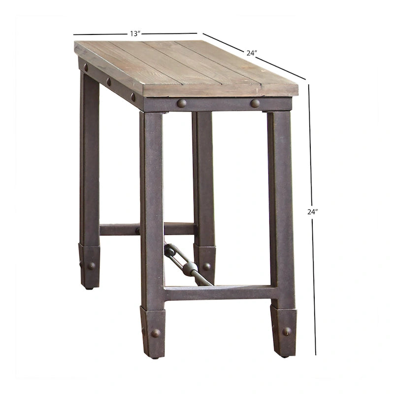 Table d'appoint en bois de pin et fer forgé Steve Silver Gatling
