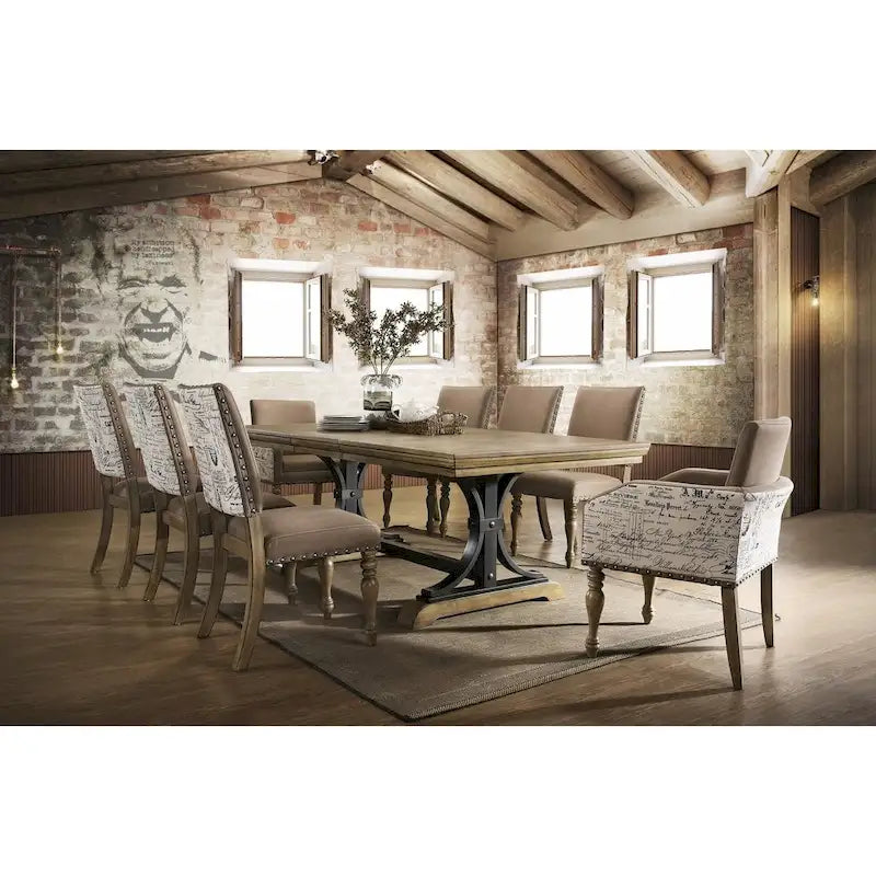 Ensemble table à manger avec rallonge amovible et 8 fauteuils Birmingham Roundhill Furniture