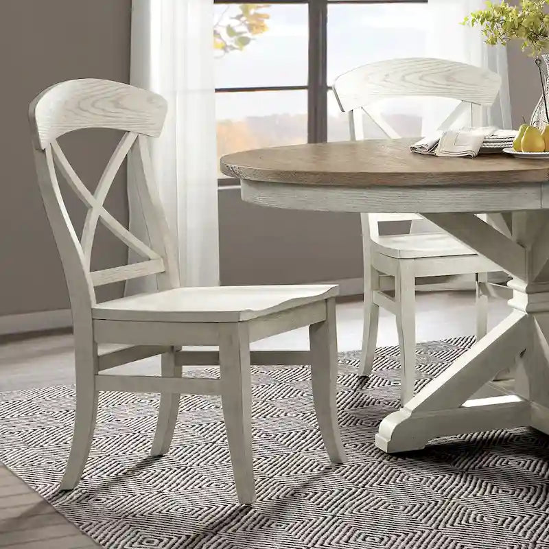 Ensemble de salle à manger 7 pièces Harola de Roundhill Furniture, table à manger ronde sur pied avec rallonge de 45,7 cm, 6 chaises d'appoint