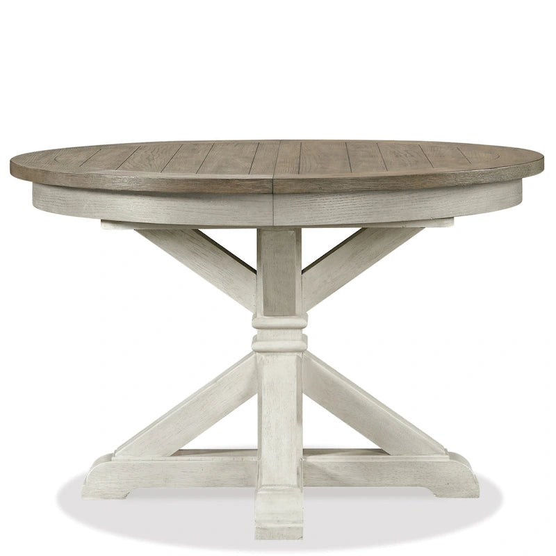 Ensemble de salle à manger 7 pièces Harola de Roundhill Furniture, table à manger ronde sur pied avec rallonge de 45,7 cm, 6 chaises d'appoint