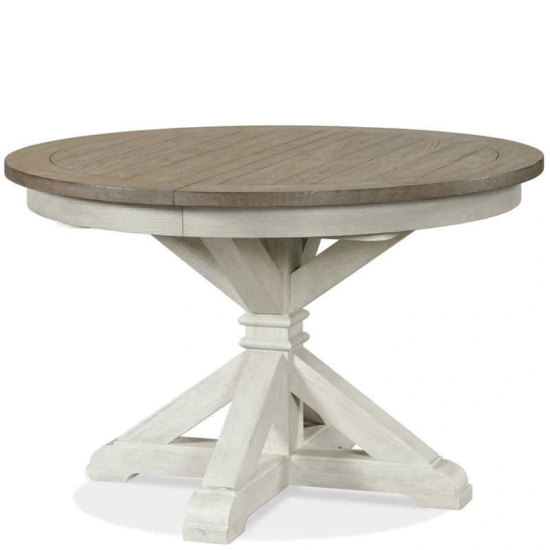 Ensemble de salle à manger 7 pièces Harola de Roundhill Furniture, table à manger ronde sur pied avec rallonge de 45,7 cm, 6 chaises d'appoint