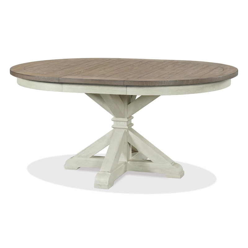 Ensemble de salle à manger 7 pièces Harola de Roundhill Furniture, table à manger ronde sur pied avec rallonge de 45,7 cm, 6 chaises d'appoint