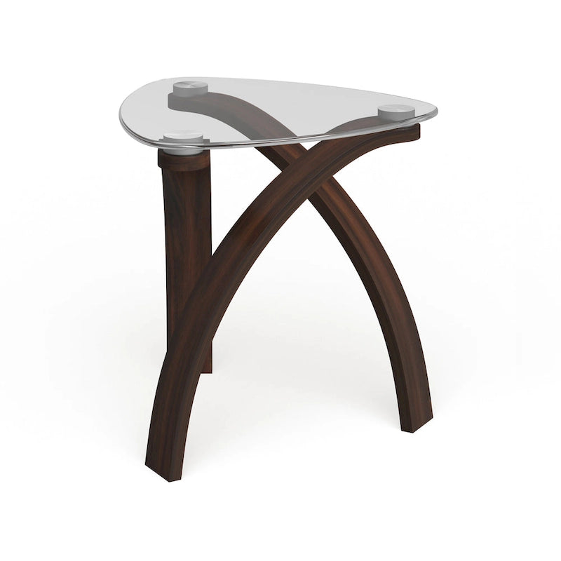 Table d'appoint moderne Ascott à plateau en verre et pieds arqués Strick & Bolton