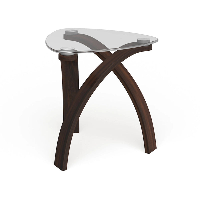 Table d'appoint moderne Ascott à plateau en verre et pieds arqués Strick & Bolton