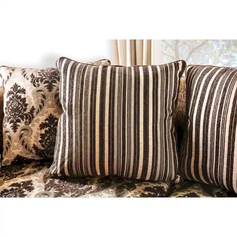 Canapé Pora marron traditionnel en chenille rembourré avec accoudoirs roulés, par Furniture of America