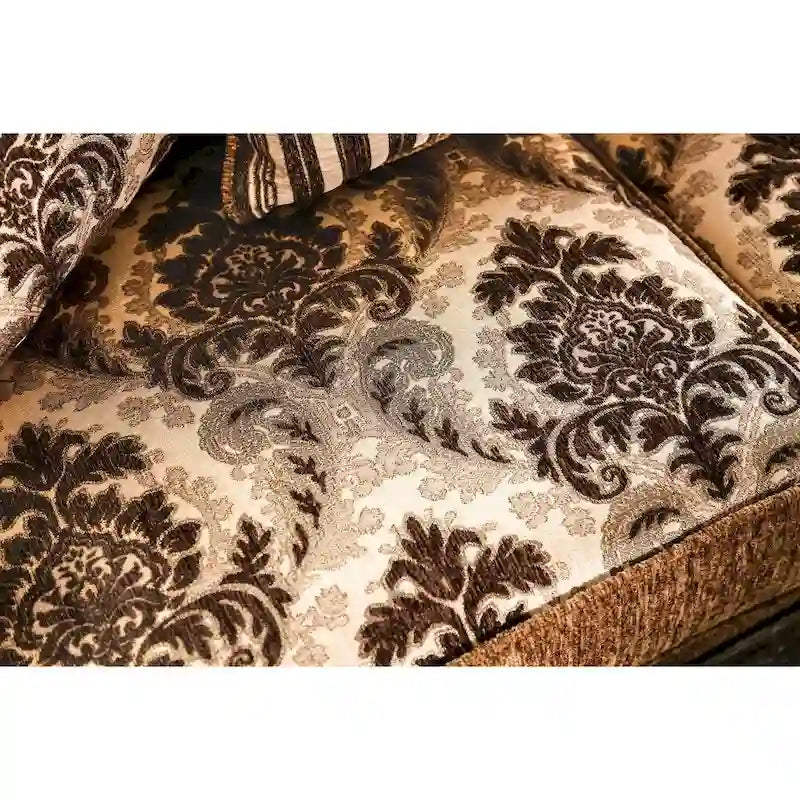 Canapé Pora marron traditionnel en chenille rembourré avec accoudoirs roulés, par Furniture of America