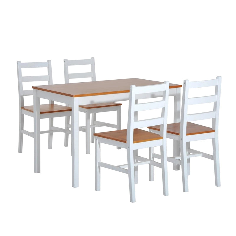 Ensemble de salle à manger cinq pièces en pin massif comprenant une table et des chaises à dossier haut