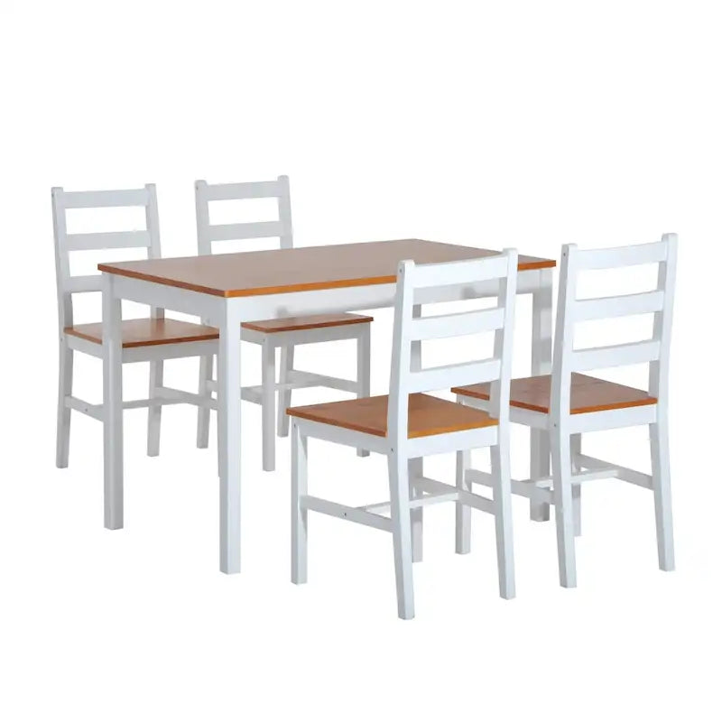 Ensemble de salle à manger cinq pièces en pin massif comprenant une table et des chaises à dossier haut