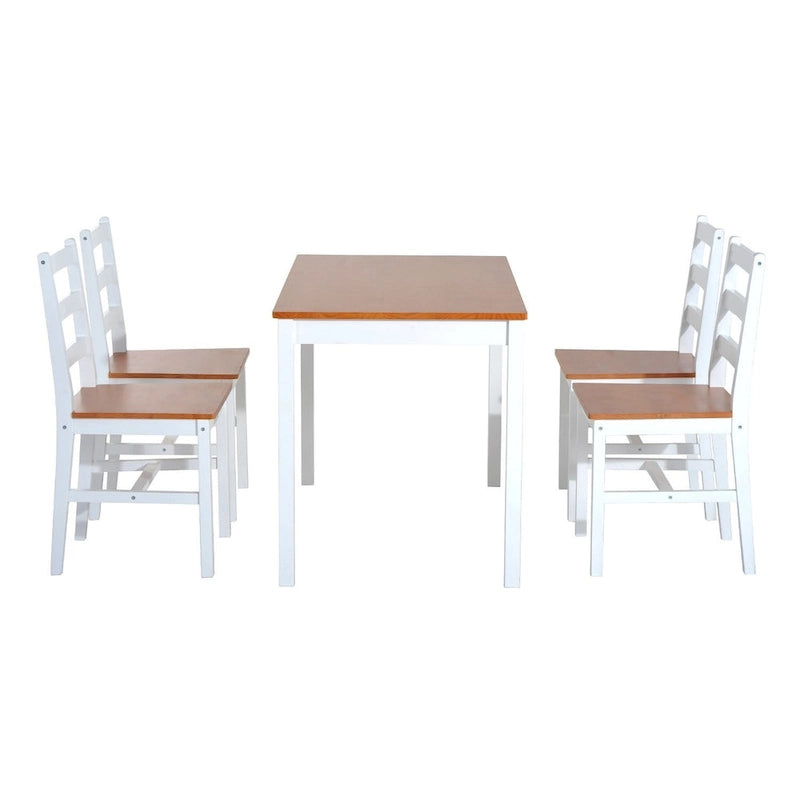 Ensemble de salle à manger cinq pièces en pin massif comprenant une table et des chaises à dossier haut