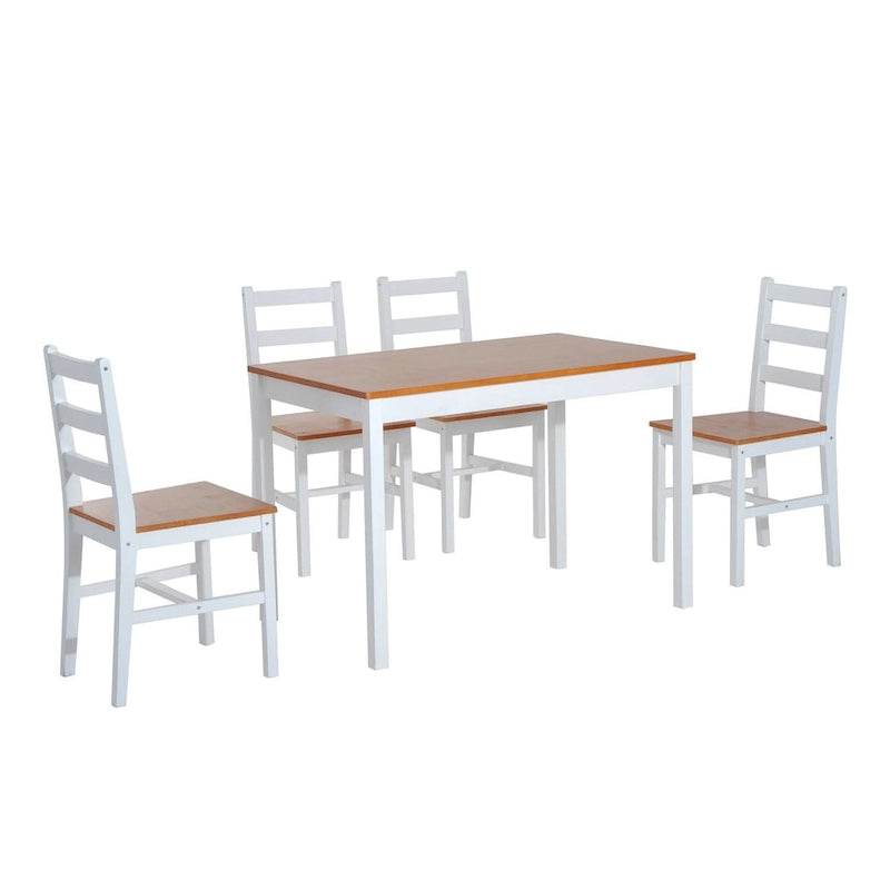 Ensemble de salle à manger cinq pièces en pin massif comprenant une table et des chaises à dossier haut
