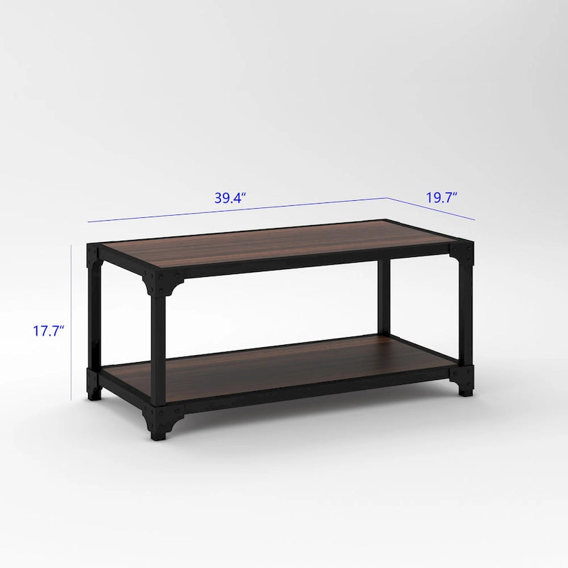 Ensemble de 3 tables basses Davee en bois et métal avec étagère - 40x20x18 & 20x20x20 & 20x20x20