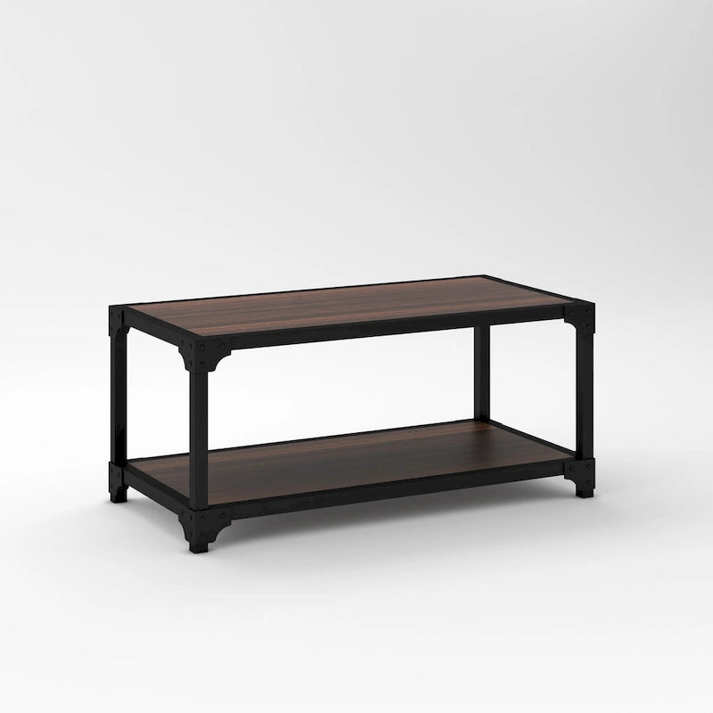 Ensemble de 3 tables basses Davee en bois et métal avec étagère - 40x20x18 & 20x20x20 & 20x20x20