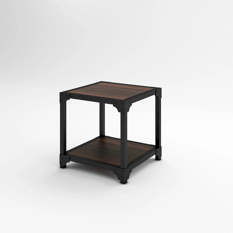 Ensemble de 3 tables basses Davee en bois et métal avec étagère - 40x20x18 & 20x20x20 & 20x20x20