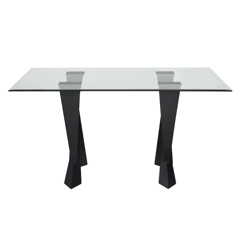 Table de salle à manger moderne Zygard de Furniture of America, plateau en verre noir, 58 pouces